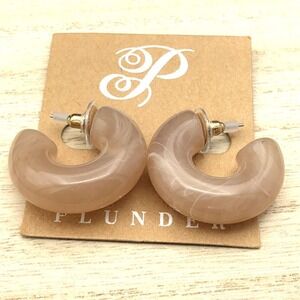 Plunder Earrings Chunky Caramel Latte Marble Swirl Acrylic Lightweight Hoop NWOT